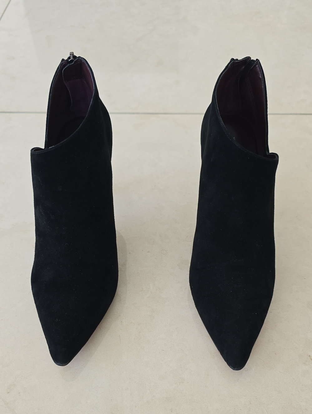 Enzo Angiolini Black Kid Suede Pointed Ankle Booties - Size 8.5